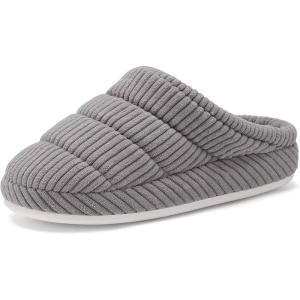 imageNineCiFun Womens Fuzzy House Slippers Corduroy Memory Foam Slippers Warm Slip On Comfy Bedroom Slippers Indoor Outdoor ShoesLjght Grey