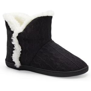 imageNineCiFun Womens Fuzzy Winter Bootie Slippers Knitted Ankle Boots Slippers Warm House Shoes Outdoor Indoor with Plush Fur LiningBlack