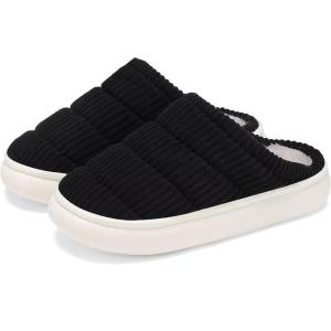 imageNineCiFun Womens House Shoes Warm Memory Foam Slippers for Women Indoor Soft Fleece Lined Womens SlippersBlack