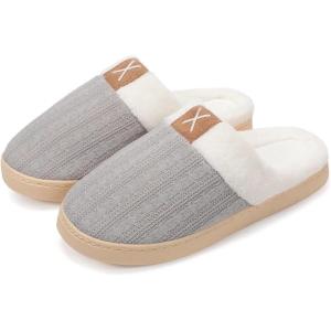 imageNineCiFun Womens House Slippers Memory Foam Bedroom Slippers Indoor Outdoor Slip On Home Shoes with Soft Terry LiningLight Grey
