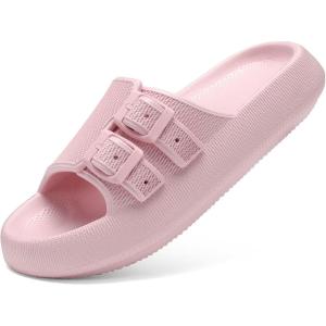 imageNineCiFun Womens Slide Sandals for Comfortable Soft Cloud Slides  Adjustable NonSlip Flat Sandals for Women and Men  Slip On Slippers Pillow SlippersPink