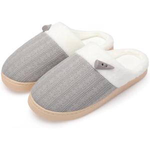 imageNineCiFun Womens Slippers Scuff Comfy Lightweight House Shoes Slip on Memory Foam Bedroom Slippers Indoor Outdoor Home Shoes with Soft Terry LiningGrey