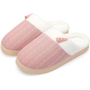 imageNineCiFun Womens Slippers Scuff Comfy Lightweight House Shoes Slip on Memory Foam Bedroom Slippers Indoor Outdoor Home Shoes with Soft Terry LiningPink