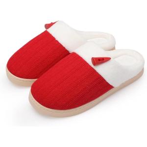 imageNineCiFun Womens Slippers Scuff Comfy Lightweight House Shoes Slip on Memory Foam Bedroom Slippers Indoor Outdoor Home Shoes with Soft Terry LiningRed