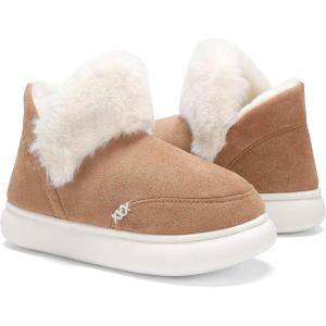 imageNineCiFun Womens Suede Bootie Slippers Warm Fuzzy Slippers with Faux Fur Lining Cozy Memory Foam Indoor House ShoesCamel