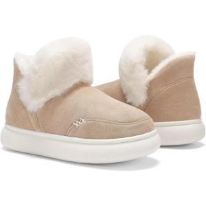 imageNineCiFun Womens Suede Bootie Slippers Warm Fuzzy Slippers with Faux Fur Lining Cozy Memory Foam Indoor House ShoesKhaki