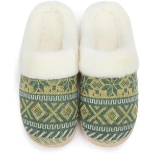 imageNineCiFun Womens Warm House Slippers Memory Foam House Fuzzy Cute Christmas Slippers Ladies Bedroom Slippers Gift For WomenGreen
