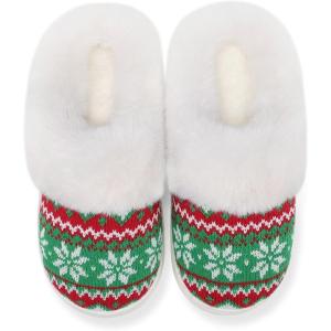 imageNineCiFun Womens Warm House Slippers Memory Foam House Fuzzy Cute Christmas Slippers Ladies Bedroom Slippers Gift For WomenGreen Red