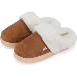 imageNineCiFun Womens and Mens Suede House Slippers Slip on Fuzzy Slippers with Faux Fur Lining Indoor Outdoor Home Shoes with Rubber SoleBrown