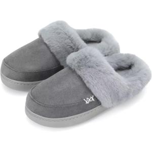 imageNineCiFun Womens and Mens Suede House Slippers Slip on Fuzzy Slippers with Faux Fur Lining Indoor Outdoor Home Shoes with Rubber SoleGrey