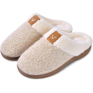 imageParlovable Womens Cozy Memory Foam Slippers Fuzzy Plush Fleece Lining Comfortable House Shoes Slip On Indoor Outdoor AntiSkid Sole WinterBeige