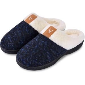 imageParlovable Womens Cozy Memory Foam Slippers Fuzzy Plush Fleece Lining Comfortable House Shoes Slip On Indoor Outdoor AntiSkid Sole WinterNavy