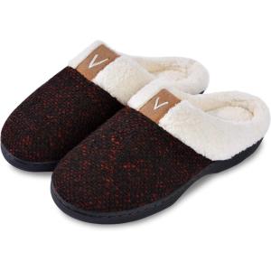 imageParlovable Womens Cozy Memory Foam Slippers Fuzzy Plush Fleece Lining Comfortable House Shoes Slip On Indoor Outdoor AntiSkid Sole WinterRed
