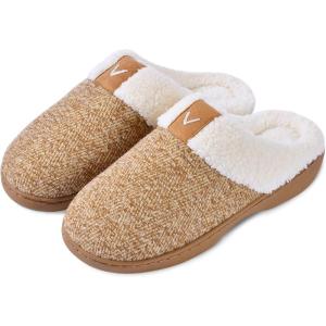 imageParlovable Womens Cozy Memory Foam Slippers Fuzzy Plush Fleece Lining Comfortable House Shoes Slip On Indoor Outdoor AntiSkid Sole WinterTaupe