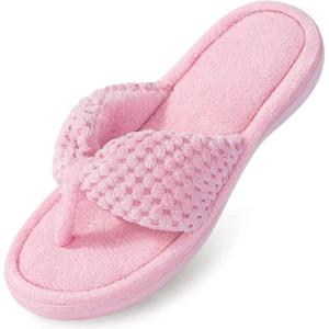 imageParlovable Womens Flip Flop Slippers Memory Foam Slip on Thong Slipper Breathable Cozy Open Toe House Shoes AntiSkid Rubber Sole Sandal Indoor OutdoorPink
