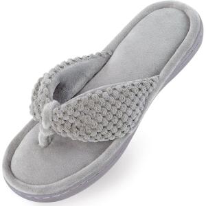imageParlovable Womens Flip Flop Slippers Memory Foam Slip on Thong Slipper Breathable Cozy Open Toe House Shoes AntiSkid Rubber Sole Sandal Indoor OutdoorGrey