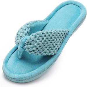 imageParlovable Womens Flip Flop Slippers Memory Foam Slip on Thong Slipper Breathable Cozy Open Toe House Shoes AntiSkid Rubber Sole Sandal Indoor OutdoorTeal Blue