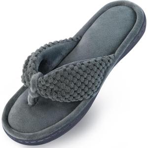 imageParlovable Womens Flip Flop Slippers Memory Foam Slip on Thong Slipper Breathable Cozy Open Toe House Shoes AntiSkid Rubber Sole Sandal Indoor OutdoorDark Grey