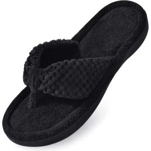 imageParlovable Womens Flip Flop Slippers Memory Foam Slip on Thong Slipper Breathable Cozy Open Toe House Shoes AntiSkid Rubber Sole Sandal Indoor OutdoorBlack