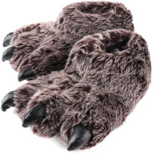imageULTRAIDEAS Animal Paw Slippers for Women and Men Funny Claw Slippers for Adult and Kids Unisex Cute Costume House ShoesBrown Bear Paw