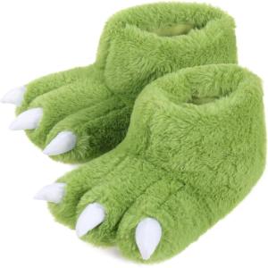 imageULTRAIDEAS Animal Paw Slippers for Women and Men Funny Claw Slippers for Adult and Kids Unisex Cute Costume House ShoesGreen Dinosaur Paw