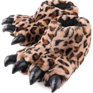 imageULTRAIDEAS Animal Paw Slippers for Women and Men Funny Claw Slippers for Adult and Kids Unisex Cute Costume House ShoesLeopard Paw