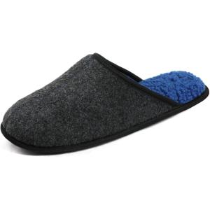 imageULTRAIDEAS Casual Slippers for Men Slip On Mens Slippers with Memory Foam ampamp Rubber Sole IndoorFelt Dark Grey