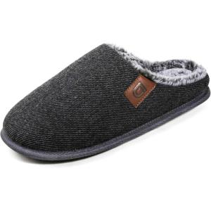 imageULTRAIDEAS Casual Slippers for Men Slip On Mens Slippers with Memory Foam ampamp Rubber Sole IndoorKnit Dark Grey