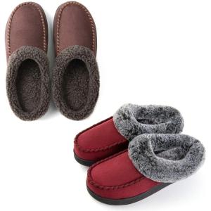 imageULTRAIDEAS Couples Suede Moccasin Memory Foam SlippersMen Size 910 Women Size 56