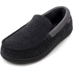 imageULTRAIDEAS Mens Carver Slippers Moc Loafer House Shoes Memory FoamBlack