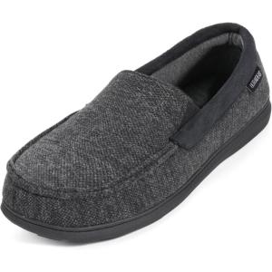 imageULTRAIDEAS Mens Carver Slippers Moc Loafer House Shoes Memory FoamKnit Black