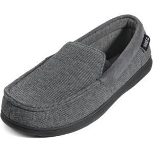 imageULTRAIDEAS Mens Carver Slippers Moc Loafer House Shoes Memory FoamLight Grey