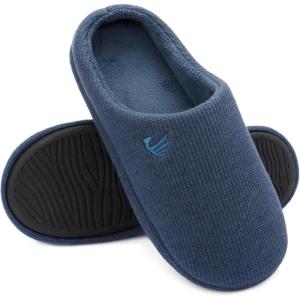 imageULTRAIDEAS Mens Comfy Memory Foam Slippers Indoor House Slippers for Men NonSlipDark Blue