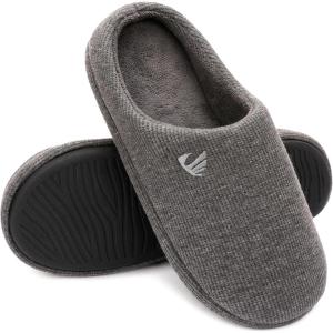 imageULTRAIDEAS Mens Comfy Memory Foam Slippers Indoor House Slippers for Men NonSlipDark Grey