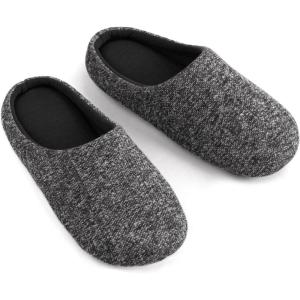 imageULTRAIDEAS Mens Comfy Memory Foam Slippers Indoor House Slippers for Men NonSlipGreyBlack