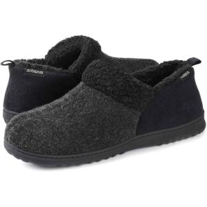 imageULTRAIDEAS Mens Cozy Memory Foam Slippers with Warm Fleece Lining WoolLike Blend Micro Suede House Shoes with Indoor Outdoor Rubber SoleDark Grey