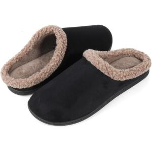 imageULTRAIDEAS Mens Fuzzy Winter Suede Slippers Memory Foam Indoor and OutdoorBlack