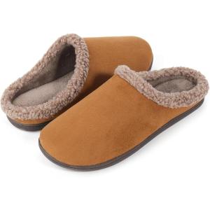 imageULTRAIDEAS Mens Fuzzy Winter Suede Slippers Memory Foam Indoor and OutdoorBrown