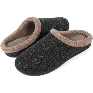 imageULTRAIDEAS Mens Fuzzy Winter Suede Slippers Memory Foam Indoor and OutdoorKnitted Black