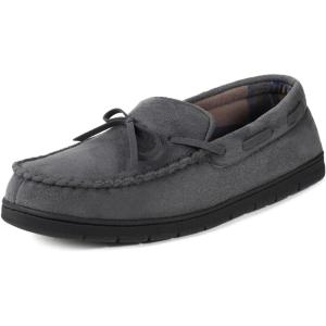 imageULTRAIDEAS Mens Luke Microsuede Moccasin Slippers with Tie Indoor OutdoorGrey