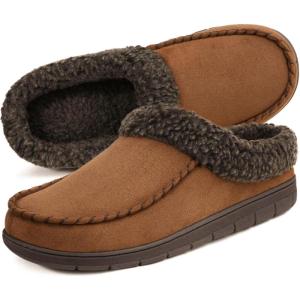 imageULTRAIDEAS Mens Nealon Moccasin Clog Slipper Slip on IndoorOutdoor House ShoesCamel