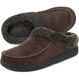 imageULTRAIDEAS Mens Nealon Moccasin Clog Slipper Slip on IndoorOutdoor House ShoesCoffee
