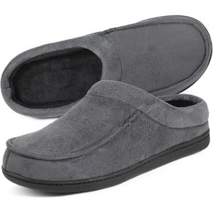 imageULTRAIDEAS Mens Nealon Moccasin Clog Slipper Slip on IndoorOutdoor House ShoesSuede Grey