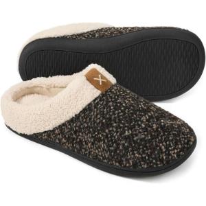 imageULTRAIDEAS Mens Slip On Slippers Sherpa Lined House Shoes with Memory Foam for Indoor Outdoor Machine WashableLimonite