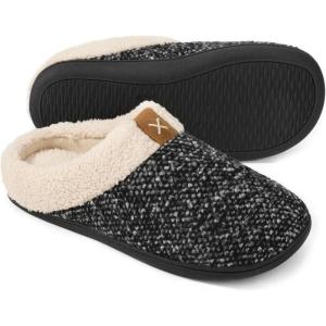imageULTRAIDEAS Mens Slip On Slippers Sherpa Lined House Shoes with Memory Foam for Indoor Outdoor Machine WashableMeteorite Grey