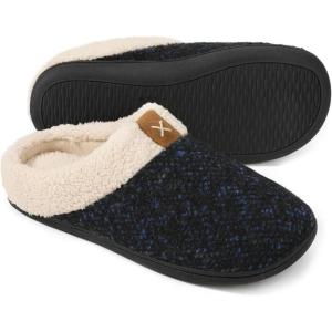 imageULTRAIDEAS Mens Slip On Slippers Sherpa Lined House Shoes with Memory Foam for Indoor Outdoor Machine WashableRoyal Blue