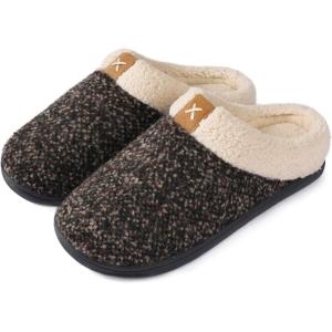 imageULTRAIDEAS Mens Slip On Slippers Sherpa Lined House Shoes with Memory Foam for Indoor Outdoor Machine WashableUpgrade Brown