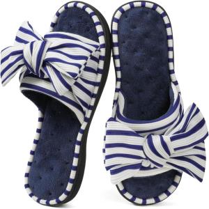 imageULTRAIDEAS Womens Eurytides Slide Slippers Memory Foam House ShoesBlue