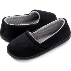 imageULTRAIDEAS Womens Grace Closed Back Slippers Memory Foam Loafer House Shoes with Rubber SoleBlackGrey