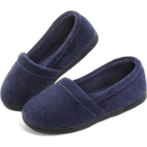 imageULTRAIDEAS Womens Grace Closed Back Slippers Memory Foam Loafer House Shoes with Rubber SoleBlue